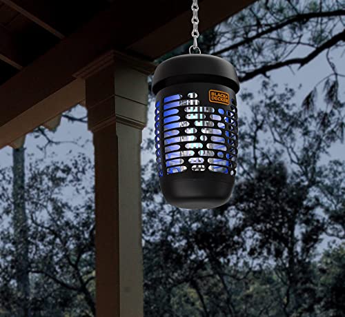 BLACK+DECKER Bug Zapper Electric Lantern with Insect Tray, Cleaning Brush, Light Bulb & Waterproof Design for Indoor & Outdoor Flies, Gnats & Mosquitoes Up to 625 Square Feet