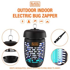 BLACK+DECKER Bug Zapper Electric Lantern with Insect Tray, Cleaning Brush, Light Bulb & Waterproof Design for Indoor & Outdoor Flies, Gnats & Mosquitoes Up to 625 Square Feet