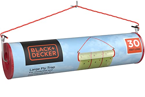 BLACK+DECKER Fly Traps Outdoor & Fruit Fly Traps for Indoors- Hanging Fly Trap Paper Roll- Sticky Glue Paper for Flies, Gnats, Mosquitoes & Other Insects, 30 Foot Roll