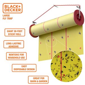 BLACK+DECKER Fly Traps Outdoor & Fruit Fly Traps for Indoors- Hanging Fly Trap Paper Roll- Sticky Glue Paper for Flies, Gnats, Mosquitoes & Other Insects, 30 Foot Roll