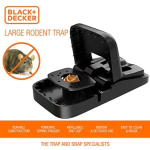 BLACK+DECKER Rat Trap Outdoor & Rat Traps Indoor – Mouse Traps Indoor for Home Instantly Kill Squirrel & Chipmunk Trap- Rodent Snap Trap, Touch Free & Reusable Pest Control, 4 Pack