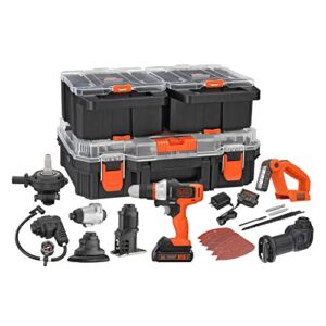 black+decker matrix 20v max power tool kit, includes cordless drill, 8 attachments and storage case (bdcdmt1208kitc1)