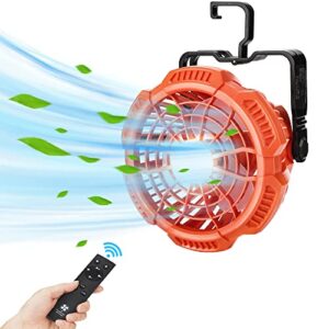 yex-bur portable camping fan for black & decker, rechargeable personal desk tent fan with foldable hook,remote control 4h timer for black & decker 20v li-ion battery cordless fan for camping, office, travel