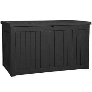 yitahome xxl 230 gallon large outdoor storage deck box for patio furniture, outdoor cushions, garden tools and sports/pools equipment, weather resistant resin, lockable (black)