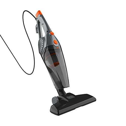 Black and Decker 3 in 1 Convertible Corded Upright Stick Handheld Vacuum Cleaner w/Crevice Tool & Small Brush Attachment Accessories, Gray and Orange