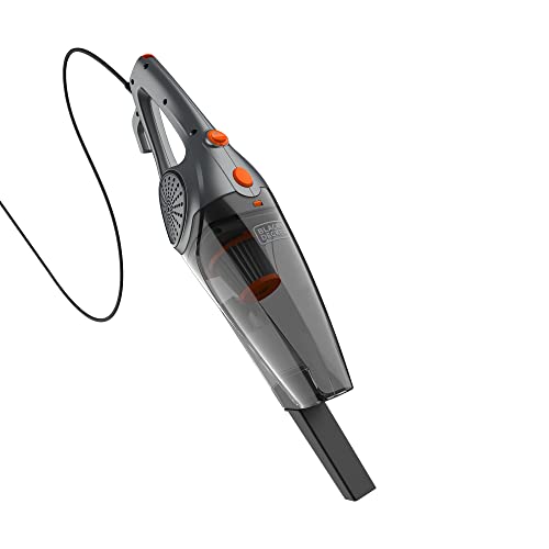 Black and Decker 3 in 1 Convertible Corded Upright Stick Handheld Vacuum Cleaner w/Crevice Tool & Small Brush Attachment Accessories, Gray and Orange