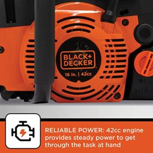 BLACK+DECKER Gas Powered Chainsaw, 16-inch, 42cc, 2-Cycle (BXGCS1642P)