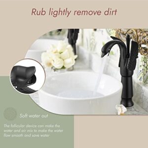 Cinwiny Swan Faucet Matte Black Bathroom Vessel Sink Faucet Single Handle One Hole Tall Lavatory Basin Tap Mixer Deck Mount Bird Faucet