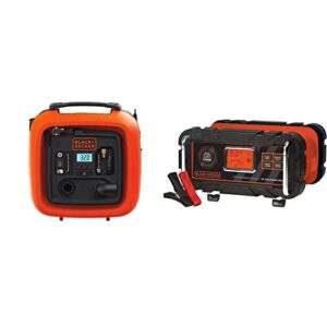 black+decker cordless tire inflator, multi-purpose, portable, 12v with fully automatic 15 amp 12v bench battery charger/maintainer (bdinf12c & bc15bd)