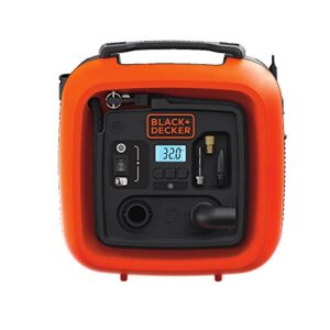 BLACK+DECKER Cordless Tire Inflator, Multi-purpose, Portable, 12V with Fully Automatic 15 Amp 12V Bench Battery Charger/Maintainer (BDINF12C & BC15BD)