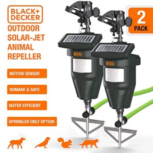 BLACK+DECKER Deer Repellent & Cat Repellent Outdoor Solar Powered Cat Deterrent for Garden Rabbit & Dog Repellent for Yard Motion Activated Sprinkler &Motion Sensor Sprinkler to Deter Animals 2 Pack