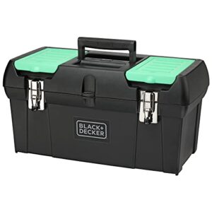black+decker reviva toolbox organizer, 19” with built-in lock, made from recycled materials, for on the go use(revst19129ff)