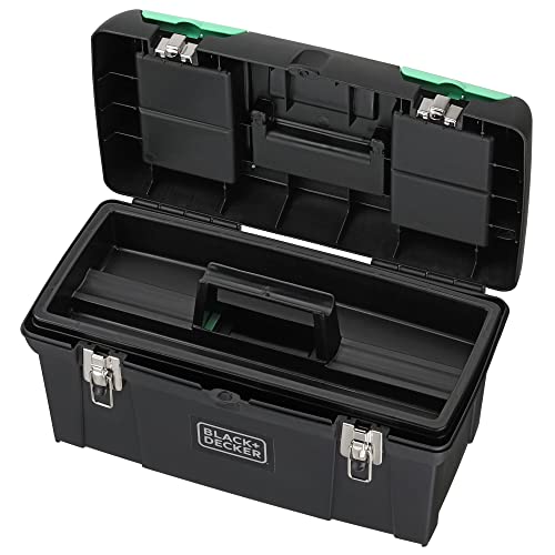 BLACK+DECKER reviva Toolbox Organizer, 19” with Built-In Lock, Made from Recycled Materials, For on the Go Use(REVST19129FF)