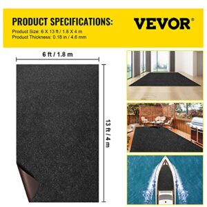 VEVOR Marine Carpet, 6 x 13 ft Boat Carpeting, Charcoal Black Marine Grade Boat Carpet, Indoor/Outdoor Marine Carpeting w/ Water-proof TPR Backing, Water-proof Carpet Roll for Home, Patio, Porch, Deck