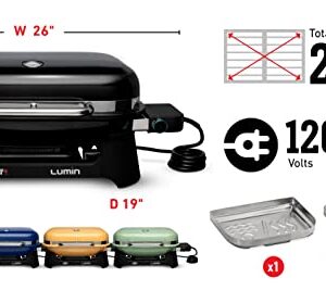 Weber Lumin Outdoor Electric Barbecue Grill, Black - Great Small Spaces such as Patios, Balconies, and Decks, Portable and Convenient