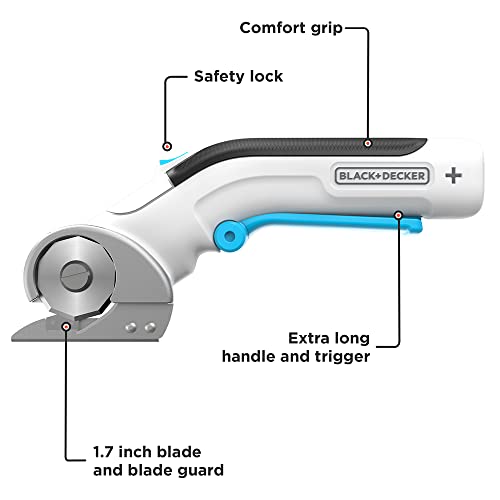 BLACK+DECKER 4V MAX Rotary Cutter, Cordless, USB Rechargeable (BCRC115FF), White
