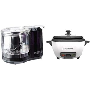 black+decker hc150b 1.5-cup one-touch electric food chopper, capacity & rice cooker, 6-cup, white