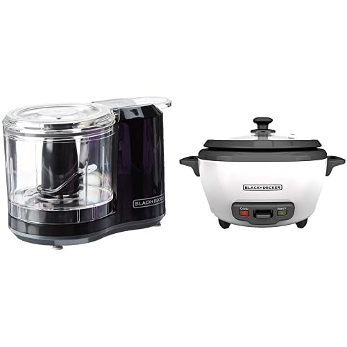 Black+Decker HC150B 1.5-Cup One-Touch Electric Food Chopper, Capacity & Rice Cooker, 6-cup, White