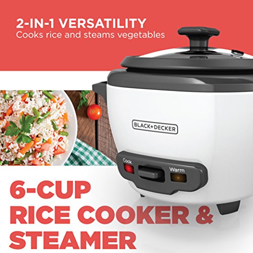 Black+Decker HC150B 1.5-Cup One-Touch Electric Food Chopper, Capacity & Rice Cooker, 6-cup, White