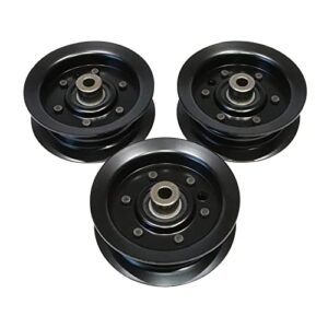 3pcs black flat idler pulley compatible with exmark toro 50 54 inch deck quest e-series s-series timecutter 106-2175 , 132-9420