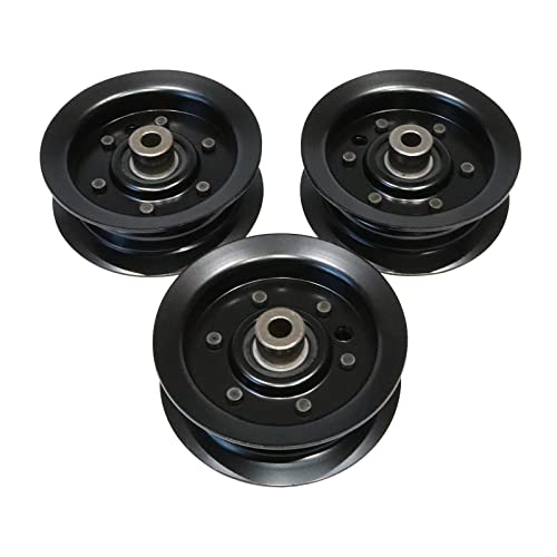 3PCS Black Flat Idler Pulley Compatible with Exmark Toro 50 54 inch Deck Quest E-Series S-Series Timecutter 106-2175 , 132-9420