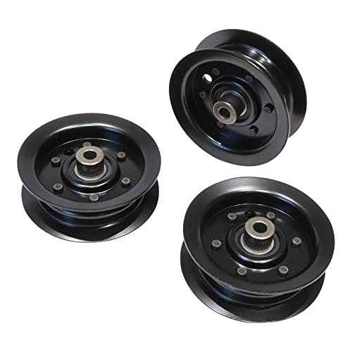 3PCS Black Flat Idler Pulley Compatible with Exmark Toro 50 54 inch Deck Quest E-Series S-Series Timecutter 106-2175 , 132-9420