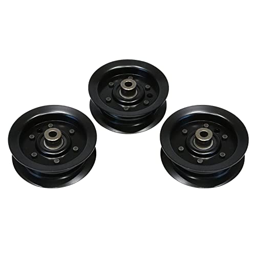 3PCS Black Flat Idler Pulley Compatible with Exmark Toro 50 54 inch Deck Quest E-Series S-Series Timecutter 106-2175 , 132-9420