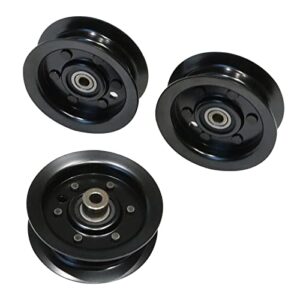 3PCS Black Flat Idler Pulley Compatible with Exmark Toro 50 54 inch Deck Quest E-Series S-Series Timecutter 106-2175 , 132-9420