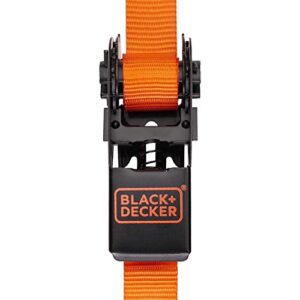 BLACK+DECKER BD1005 Black/Orange 1" x 10' Ratchet Tie Down Straps - Light-Duty (900 lb Break Strength), 4 Pack