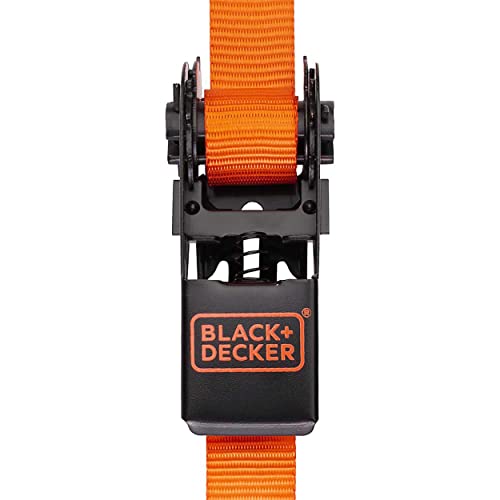 BLACK+DECKER BD1005 Black/Orange 1" x 10' Ratchet Tie Down Straps - Light-Duty (900 lb Break Strength), 4 Pack