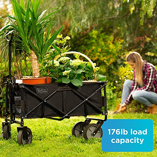 BLACK+DECKER Utility Wagon, Collapsible / Folding Wagon, Black (BDSTCTBK01)