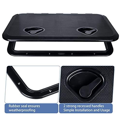 smartmarine 24"x14" Marine Boat Deck Hatch Cover,Boat Access Hatch & Lid, Black/White (Black)