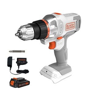 black+decker 20v max matrix cordless drill/driver kit, white (bdcdmt120wc1ff)