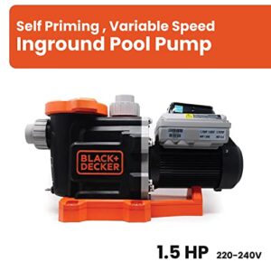 BLACK+DECKER Variable Speed Pool Pump Inground with Filter Basket, 1.5 HP