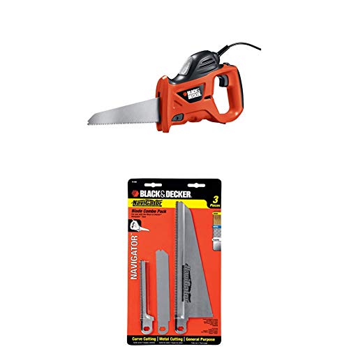 Black & Decker PHS550B 3.4 Amp Powered Handsaw with Storage Bag with 74-598 Navigator Combo Set, 3-Piece