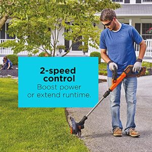 BLACK+DECKER 20V MAX String Trimmer, 2-Speed, 12-Inch, Cordless (LST522)