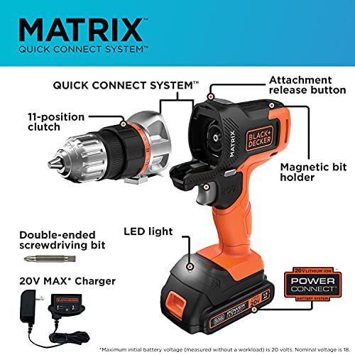 BLACK+DECKER Matrix Sander Attachment with 20V MAX Matrix Cordless Drill/Driver (BDCMTS & BDCDMT120C)