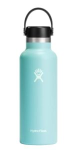 hydro flask 18 oz standard mouth with flex cap stainless steel reusable water bottle dew – vacuum insulated, dishwasher safe, bpa-free, non-toxic