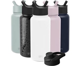 simple modern water bottle with straw and chug lid vacuum insulated stainless steel metal thermos bottles | reusable leak proof bpa-free flask for sports, gym | summit collection | 32oz, winter white