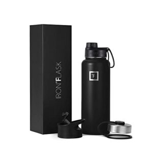 iron °flask sports water bottle – 40 oz, 3 lids (spout lid), leak proof, vacuum insulated stainless steel, double walled, thermo mug, metal canteen