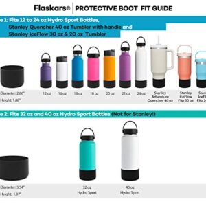 Flaskars Protective Silicone Boot for 12oz - 40 oz Hydro Sport Water Bottles Flask Anti-Slip Bottom Sleeve Cover (Fits 32 oz and 40 oz Bottles, Black)