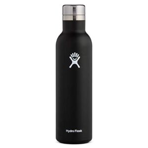 hydro flask 25 oz wine bottle – stainless steel & vacuum insulated – leak proof cap – black