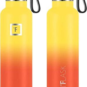 IRON °FLASK Sports Water Bottle - 24 Oz, 3 Lids (Spout Lid), Leak Proof, Vacuum Insulated Stainless Steel, Hot Cold, Double Walled, Thermo Mug, Standard Metal Canteen