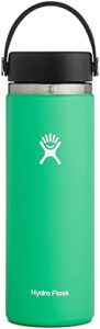 hydro flask water bottle – stainless steel & vacuum insulated – wide mouth 2.0 with leak proof flex cap – 20 oz, spearmint