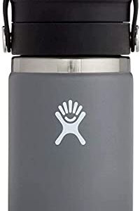 HYDRO FLASK - Travel Coffee Flask 354 ml (12 oz) - Vacuum Insulated Stainless Steel Travel Mug with Leak Proof Flex Sip Lid - BPA-Free - Wide Mouth - Stone