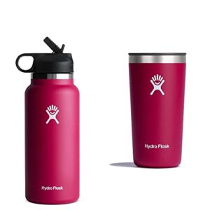 hydro flask 32 oz wide mouth straw lid snapper & 12 oz all around tumbler snapper