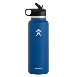hydro flask wide mouth straw lid – stainless steel reusable water bottle – vacuum insulated, dishwasher safe, bpa-free, non-toxic
