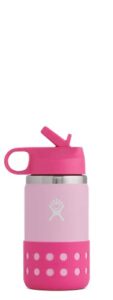 hydro flask 12 oz kids wide mouth straw lid and boot plumeria