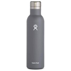 hydro flask 25 oz wine bottle – stainless steel & vacuum insulated – leak proof cap – stone