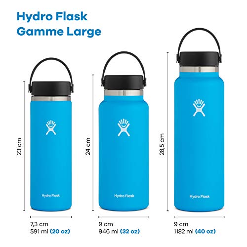 Hydro Flask 20 oz. Water Bottle - Stainless Steel, Reusable, Vacuum Insulated- Wide Mouth with Leak Proof Flex Cap